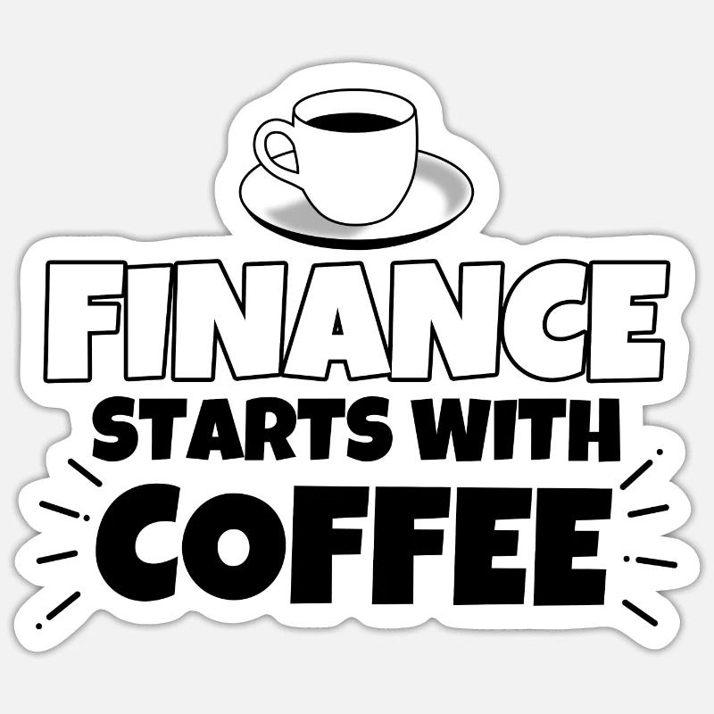 Finances café drôle de sort - Sticker taille S (10 x 10 cm) - blanc mat