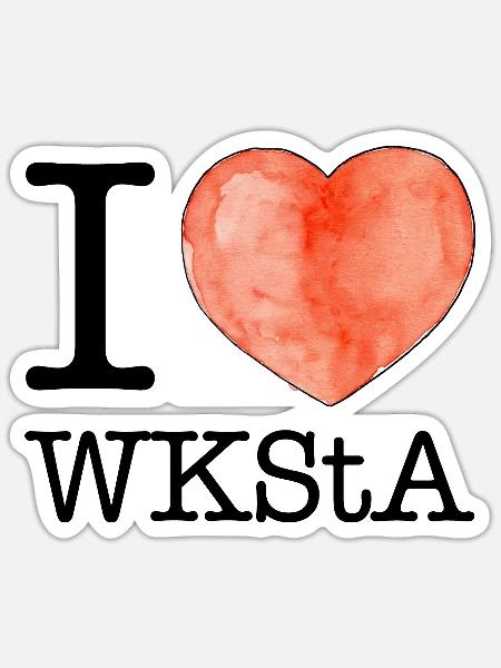 I love WKStA - Sticker Größe S (10 x 10 cm) - Mattweiß
