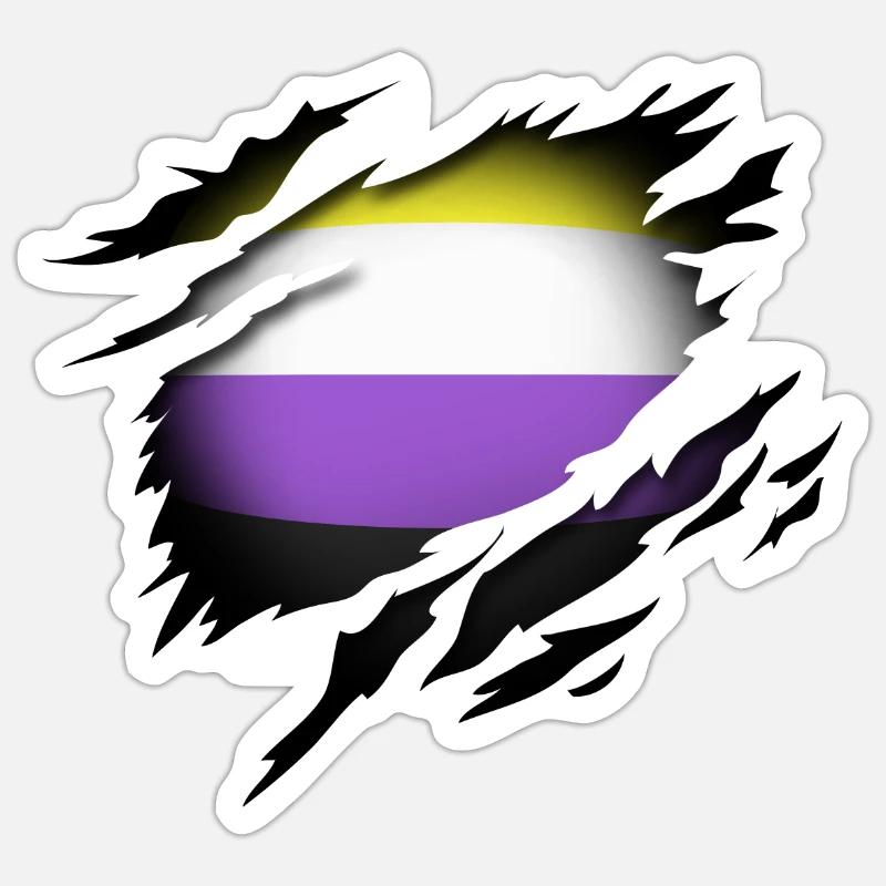 Non Binary Pride im Herzen - Sticker Größe S (10 x 10 cm) - Mattweiß