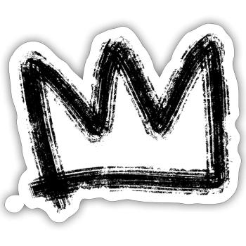 Krone schwarz Graffiti - Sticker Größe S (10 x 10 cm) - Mattweiß - Vorne