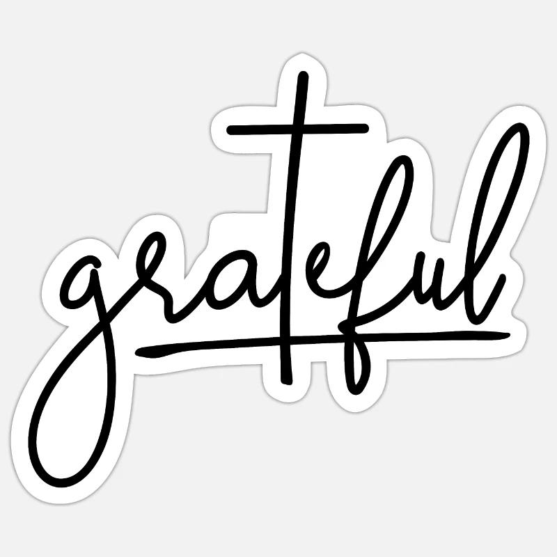 Grateful Religious Lettering Sticker size S (10 x 10 cm)