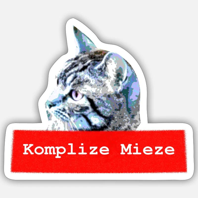 Komplize Mieze - Sticker Größe S (10 x 10 cm) - Mattweiß