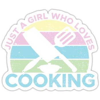 Just A Girl Who Loves Cooking Sous Gourmet Chef Co - Sticker size S (10 x 10 cm) - white matte - Front