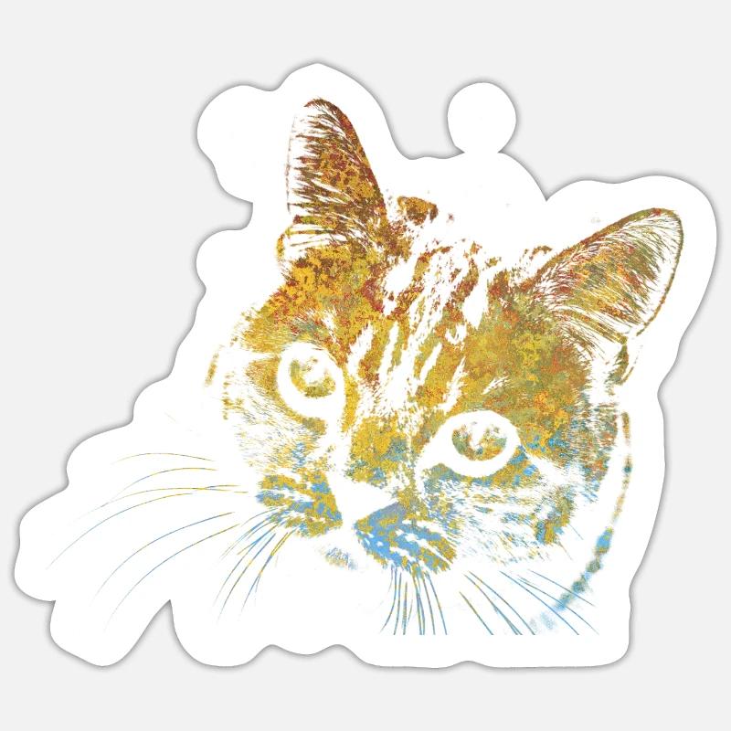Visage Chat - Sticker taille S (10 x 10 cm) - blanc mat