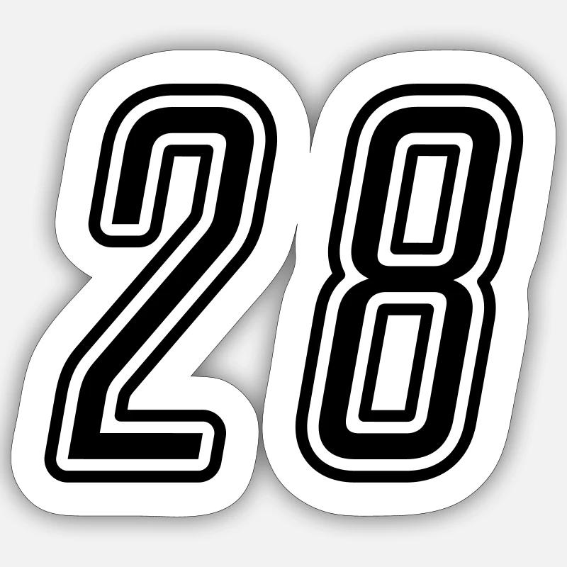 28 Numéro de numéro - Sticker taille S (10 x 10 cm) - blanc mat