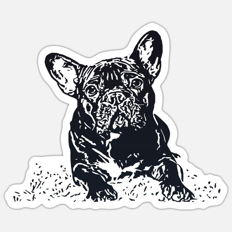 Franse Bulldog - Sticker størrelse S (10 x 10 cm) - mat hvid