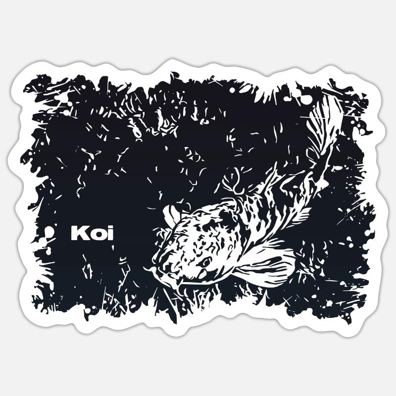 Carpe Koi - Sticker taille S (10 x 10 cm) - blanc mat
