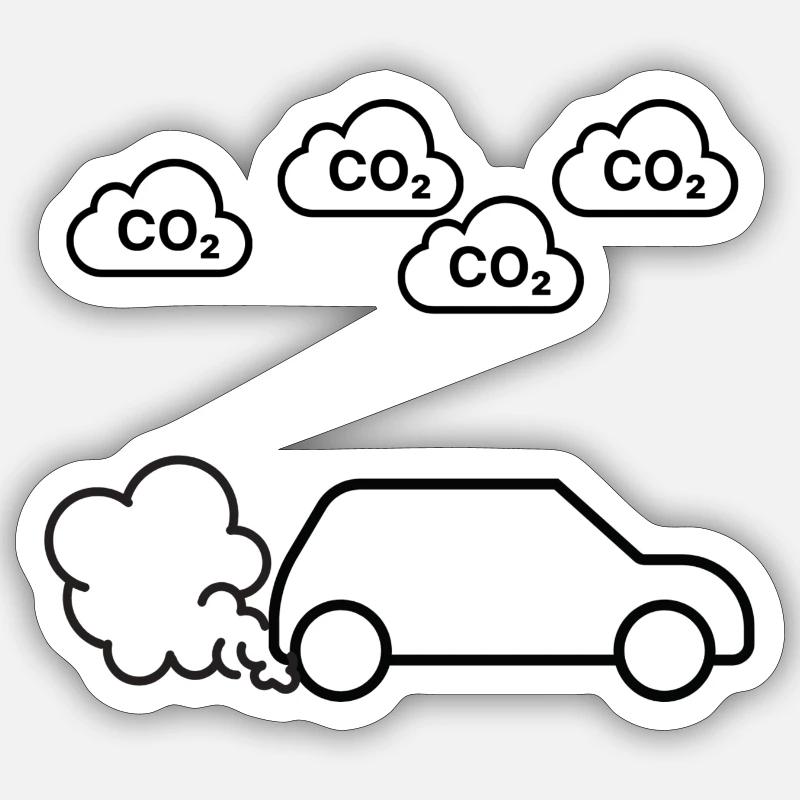 Co2 Ausstoß Design - Sticker Größe S (10 x 10 cm) - Mattweiß