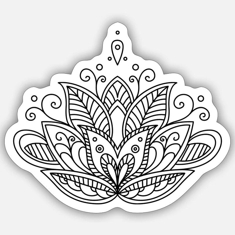Mandala Blume - Sticker Größe S (10 x 10 cm) - Mattweiß