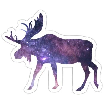 Moose Space Universe Stars Sky - Sticker size S (10 x 10 cm) - white matte - Front