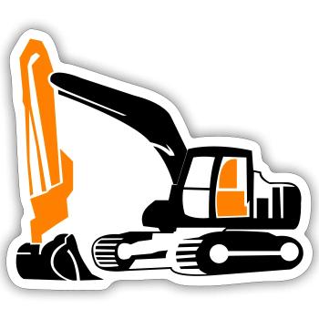 Excavatrice - Sticker taille S (10 x 10 cm) - blanc mat - Devant
