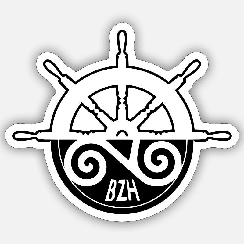 Bretagne bzh - Sticker taille S (10 x 10 cm) - blanc mat
