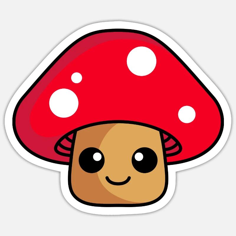 Pilz Comic - Sticker Größe S (10 x 10 cm) - Mattweiß
