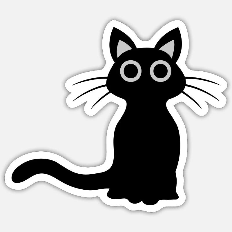 Cute black cat - Sticker size S (10 x 10 cm) - white matte