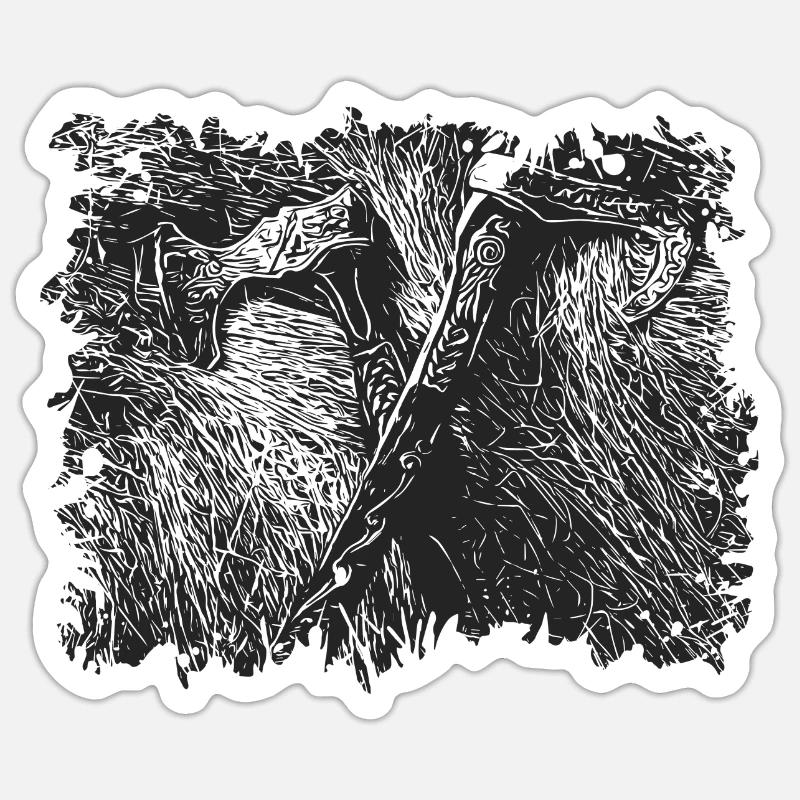Haches Vikings - Sticker taille S (10 x 10 cm) - blanc mat