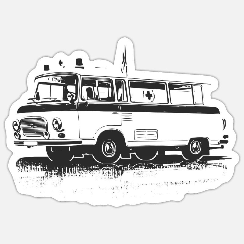 Barkas - B1000 - Ambulance - Sticker taille S (10 x 10 cm) - blanc mat