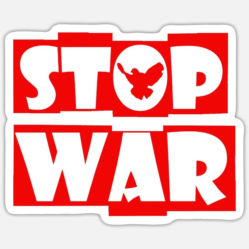 arrêter la guerre - Sticker taille S (10 x 10 cm) - blanc mat