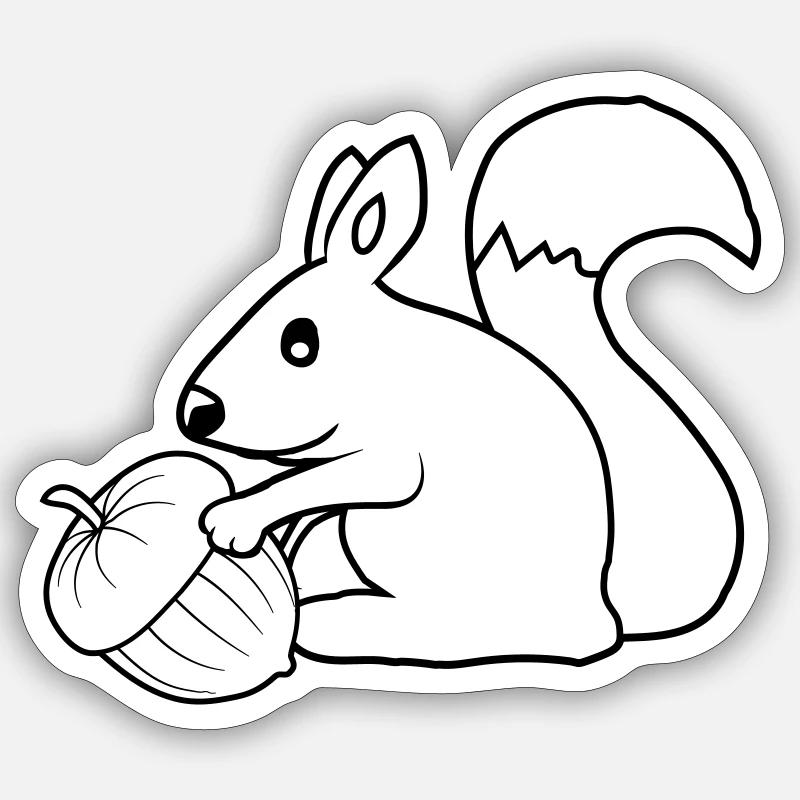 Happy Squirrel Acorn Sticker size S (10 x 10 cm)