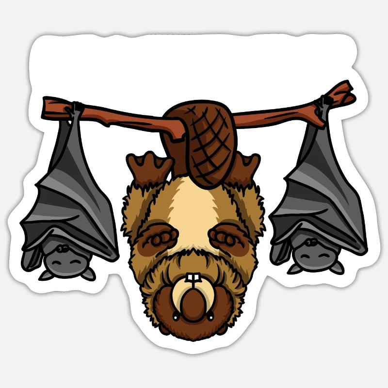 Be Different Biber und Fledermäuse - Sticker Größe S (10 x 10 cm) - Mattweiß