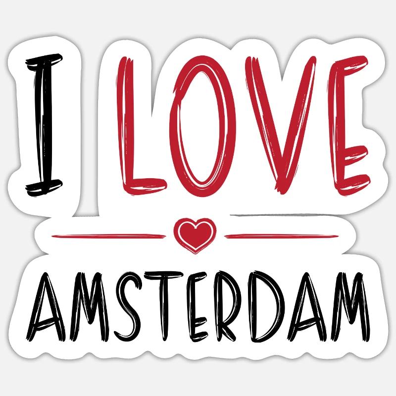J’aime Amsterdam - Sticker taille S (10 x 10 cm) - blanc mat