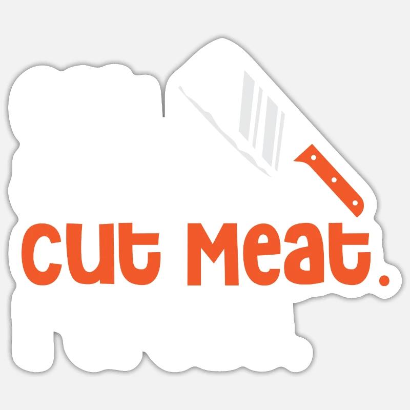 Fleisch schneiden Fleischer Metzger Hackfleisch - Sticker Größe S (10 x 10 cm) - Mattweiß