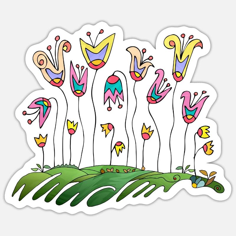 Fleur - Sticker taille S (10 x 10 cm) - blanc mat