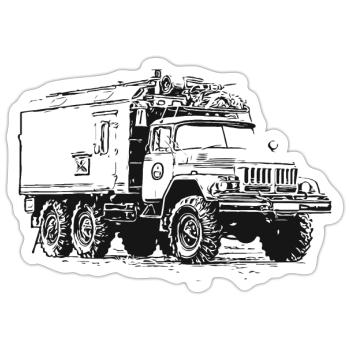 ZIL 131 KO - Sticker Größe S (10 x 10 cm) - Mattweiß - Vorne