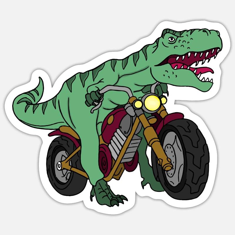 Dinosaur Motorcycle - Sticker size S (10 x 10 cm) - white matte