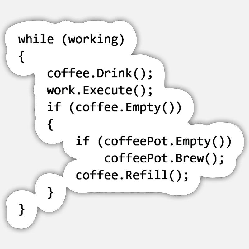 Drink Coffee Execute Work Refill - Sticker size S (10 x 10 cm) - white matte