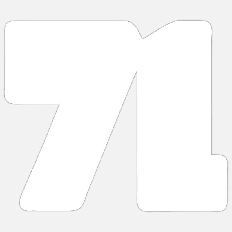 Number 71 - Sticker size S (10 x 10 cm) - white matte