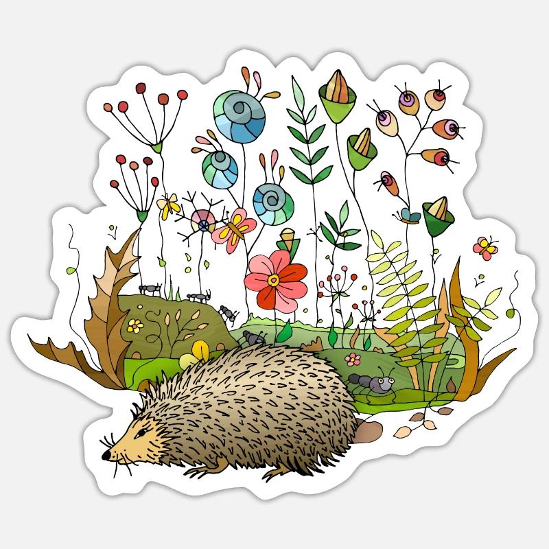 Hérisson - Sticker taille S (10 x 10 cm) - blanc mat