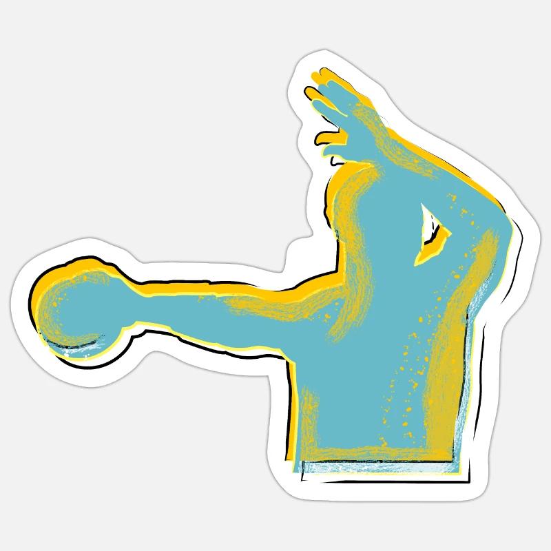 Conception du joueur de handball - Sticker taille S (10 x 10 cm) - blanc mat