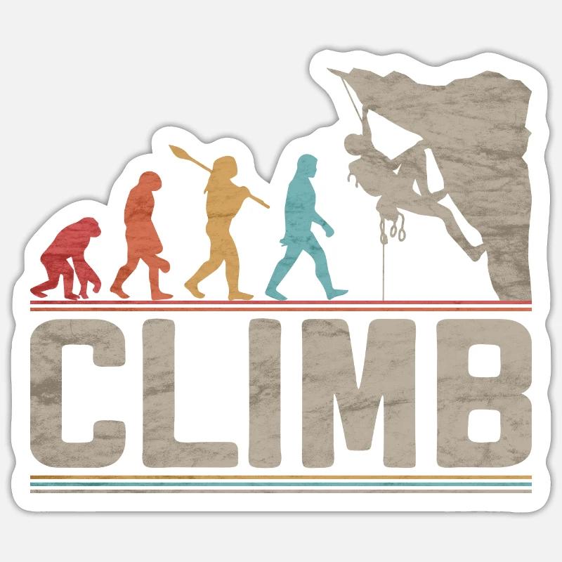 Klettern Evolution Klettern Kletterklettern Klettern Sticker Größe S (10 x 10 cm)