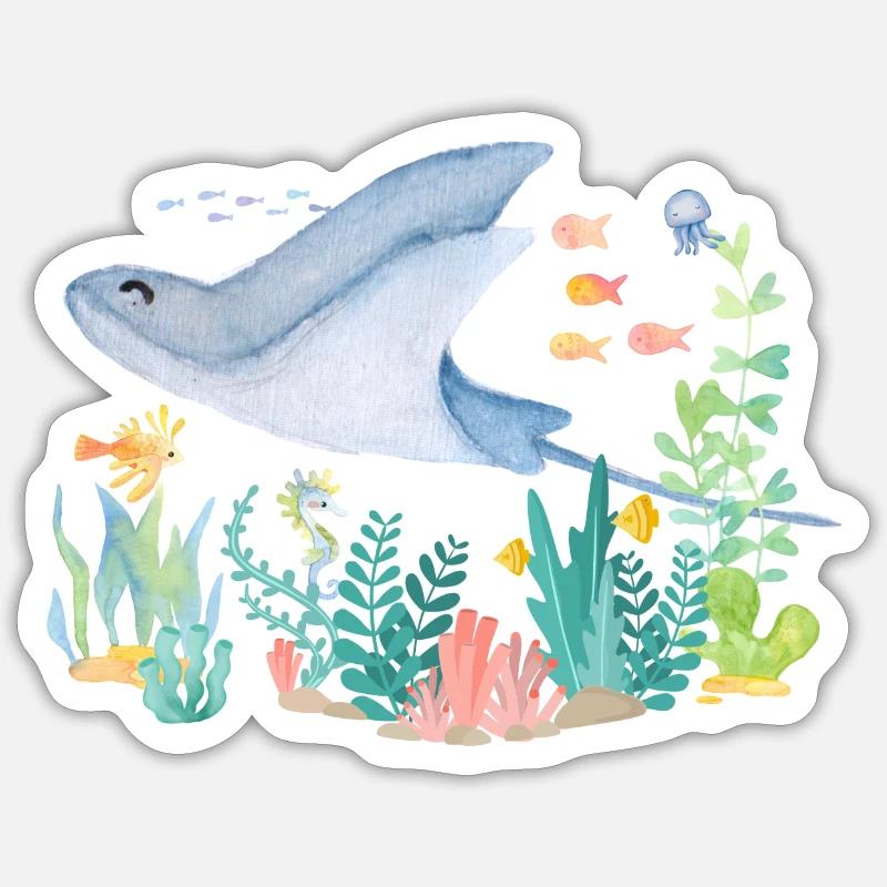 Rochen Meer Sticker Größe S (10 x 10 cm)