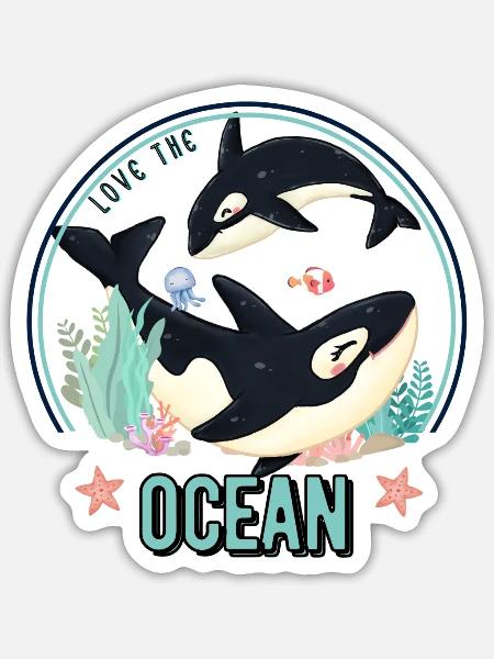 love ocean orca - Sticker Größe S (10 x 10 cm) - Mattweiß