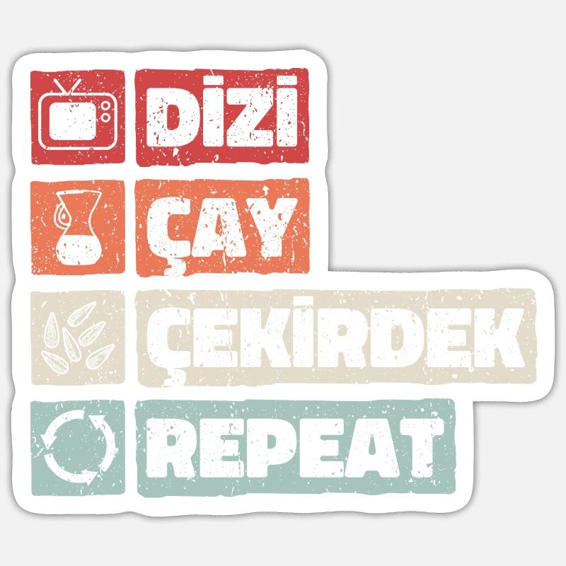 Dizi Cay Cekirdek Repeat türkische Sprüche lustig - Sticker Größe S (10 x 10 cm) - Mattweiß