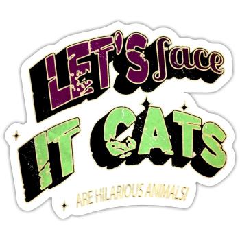 Cat Face Tshirts Birthday Present Pet Lover Happy - Sticker size S (10 x 10 cm) - white matte - Front
