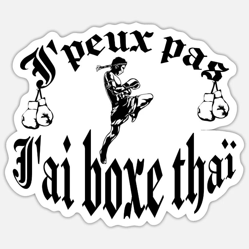 boxe thaï - Sticker taille S (10 x 10 cm) - blanc mat