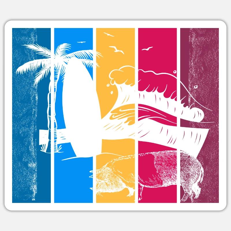 Pig Surfboard Surfboard Surfer Beach Sticker taille S (10 x 10 cm)