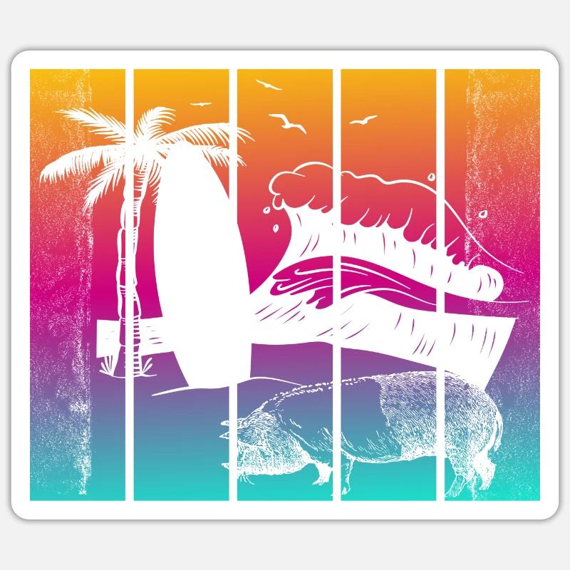 Pig Surfboard Surfboard Surfer Beach Sticker taille S (10 x 10 cm)