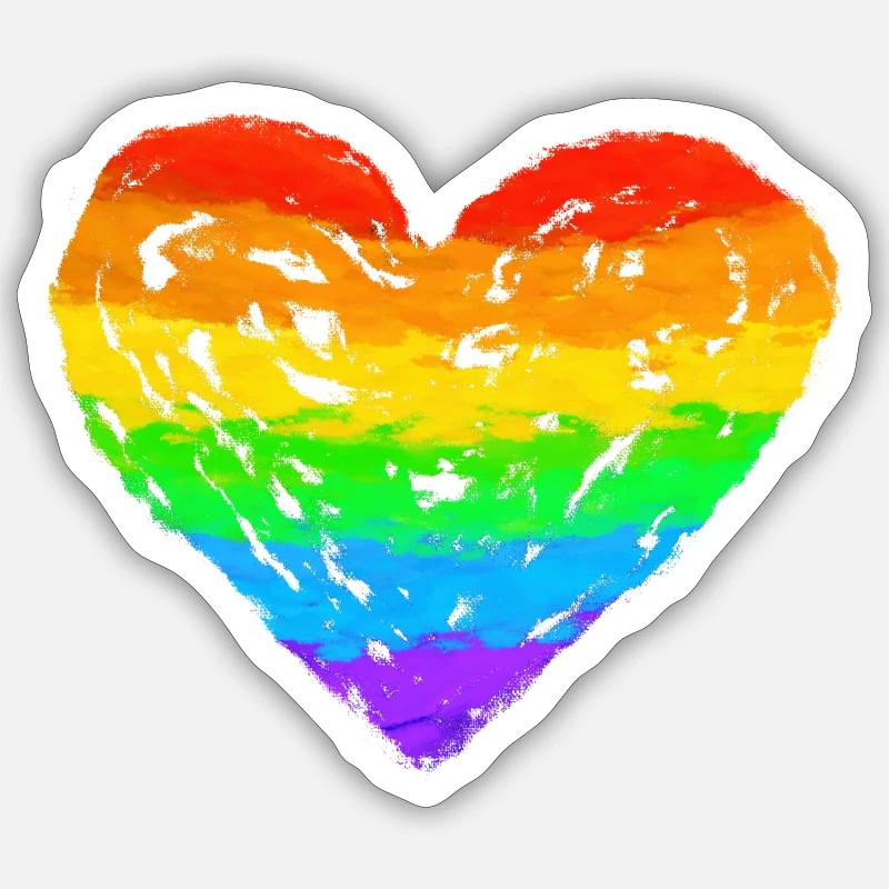 Regenbogen Herz LGBT, LGBTQ, Same Love - Sticker Größe S (10 x 10 cm) - Mattweiß