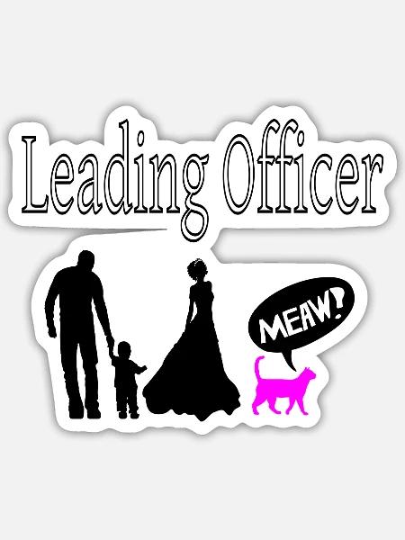 Leading Officer - Cat - Sticker Größe S (10 x 10 cm) - Mattweiß