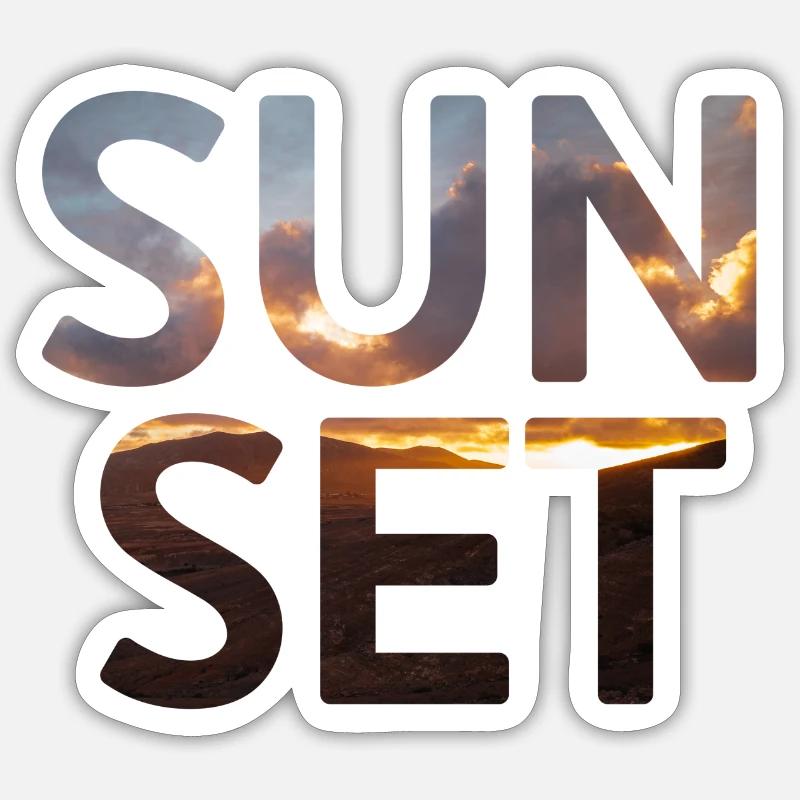 Lettrage sunset avec coucher de soleil Sticker taille S (10 x 10 cm)