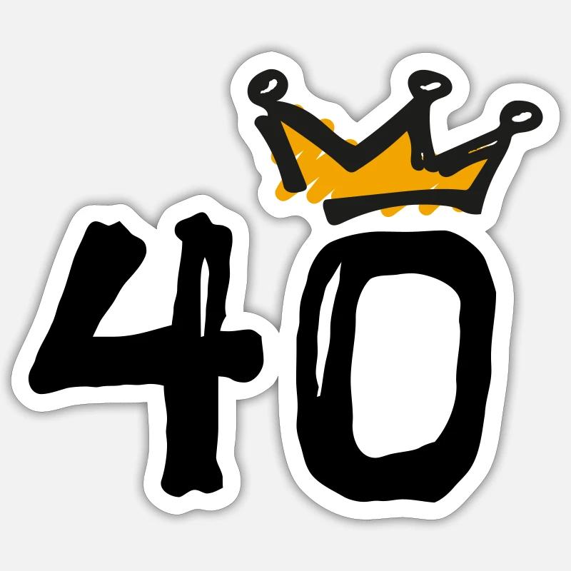 40th birthday Krone - Sticker size S (10 x 10 cm) - white matte