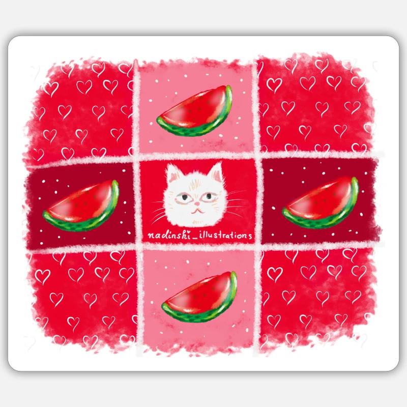 Sommerfrucht Wassermelone - Sticker Größe S (10 x 10 cm) - Mattweiß