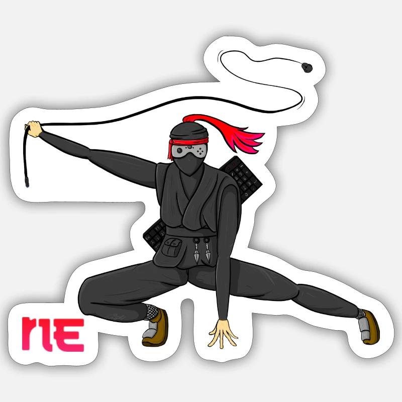 Ninja Gaming - Sticker taille S (10 x 10 cm) - blanc mat