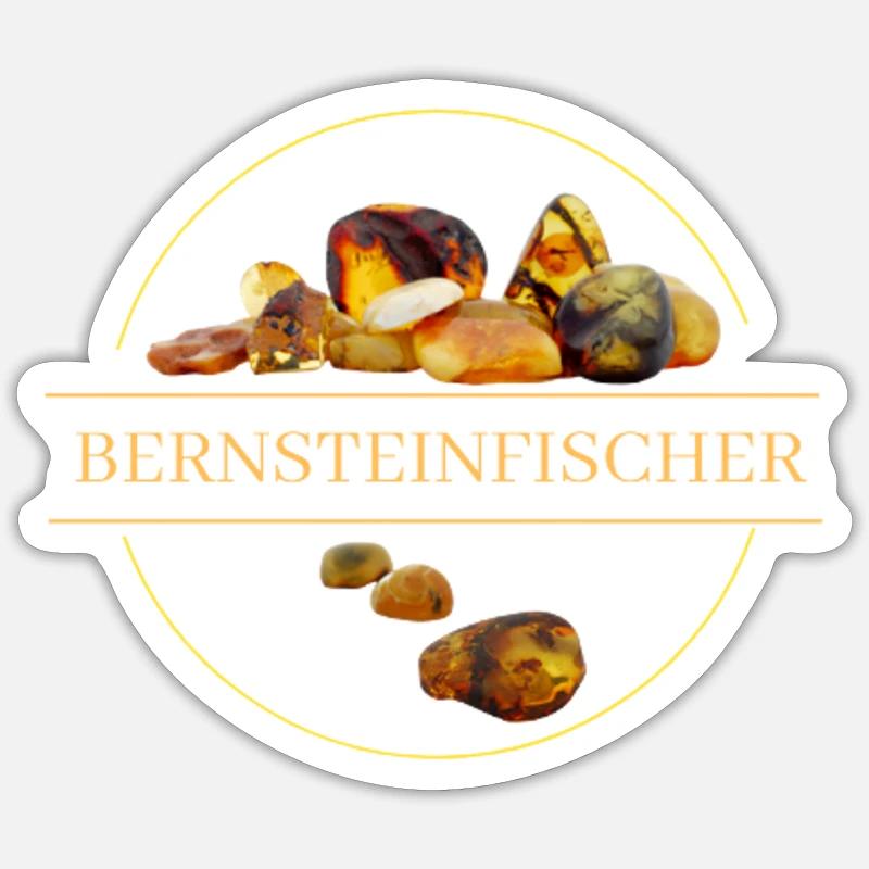 Bernsteinfischer - Sticker Größe S (10 x 10 cm) - Mattweiß