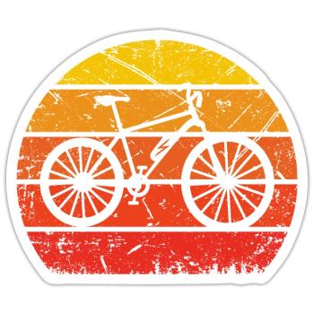 Vintage Sonne und E-Bike - - Sticker Größe S (10 x 10 cm) - Mattweiß - Vorne