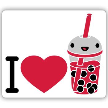 I Love Bubble Tea - Sticker Größe S (10 x 10 cm) - Mattweiß - Vorne
