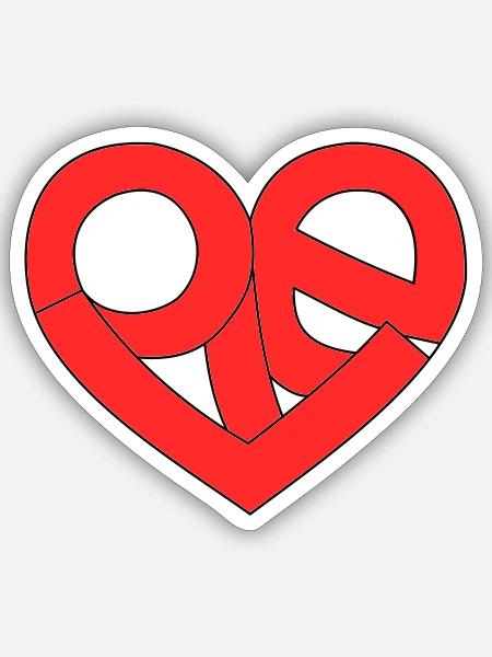Love im Herz - Sticker Größe S (10 x 10 cm) - Mattweiß